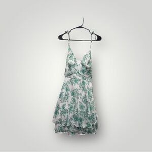 Crystal Doll Green Floral Mini Dress